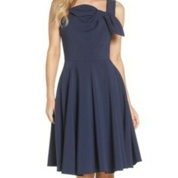 Gal Meets Glam Zoe Bow Neckline Fit & Flare Dress - Picture 2 of 7
